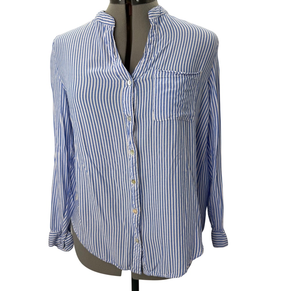Love Tree Striped Button Down Shirt nautical Preppy‎ Coastal Grandmother Sz S